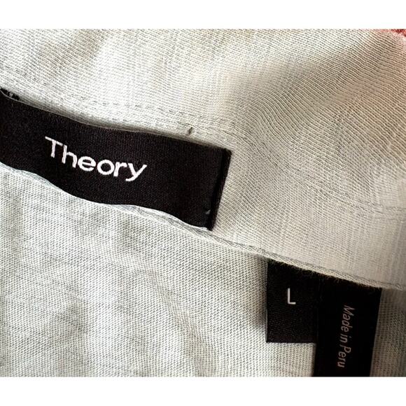 Theory Light Green Cotton Polo Shirt - Men’s L Resort Summer Classic -  Flaw - Picture 3 of 5